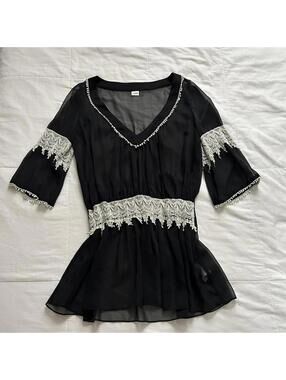 Axes Femme | Dresses | Axes Femme Black Tiered Ruffle Dress With Beaded  Neckline Size Medium | Poshmark